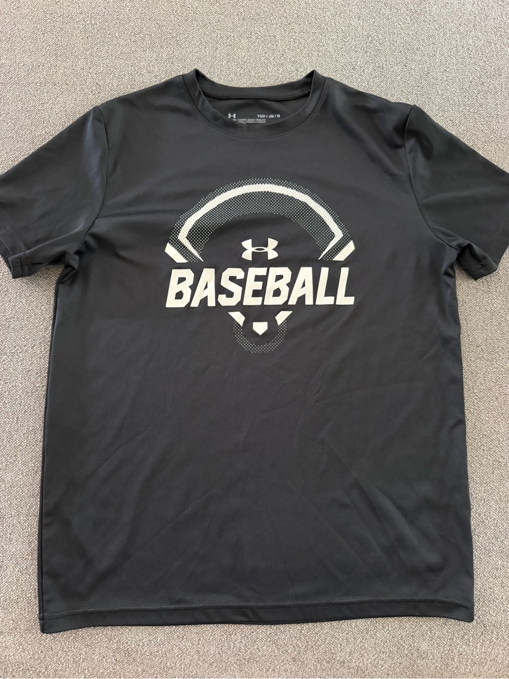 Under Armour Black Tee with White Baseball Graphic